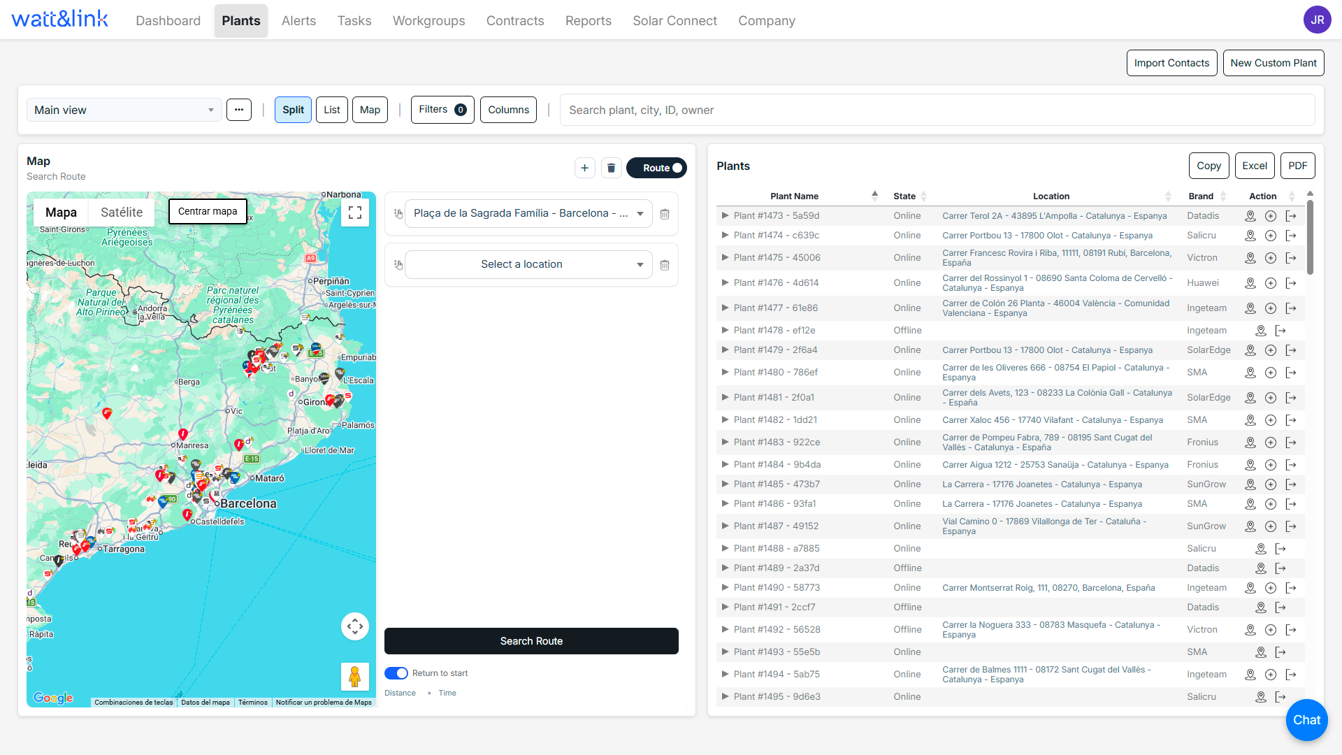 Watt&Link dashboard preview with solar monitoring overview